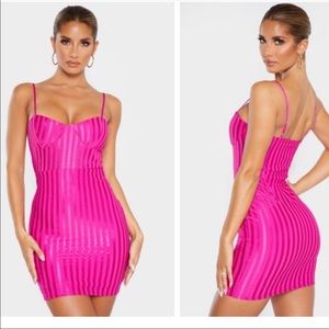 PrettyLittleThing Pink Bodycon Mini Dress size 8
